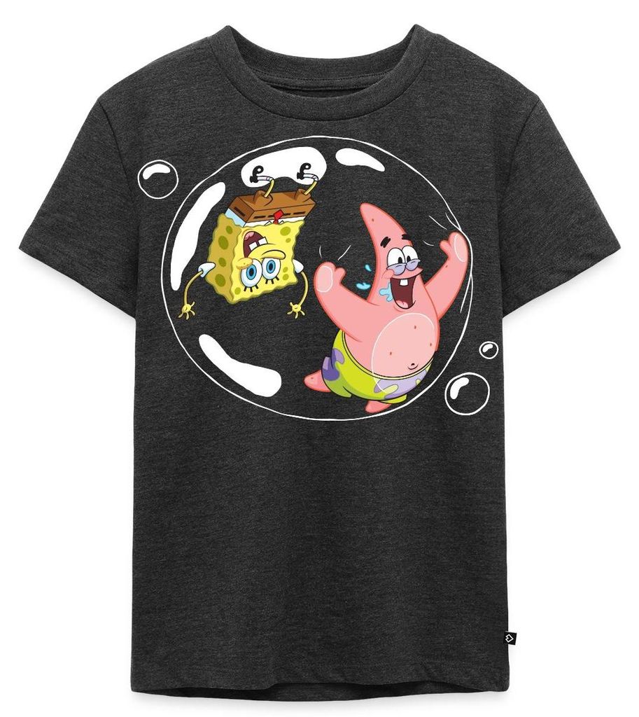 Spreadshirt Spongebob Schwammkopf Mit Patrick In Einer Blase Kinder Premium T-Shirt, 110/116 (4 Jahre), Anthrazit meliert