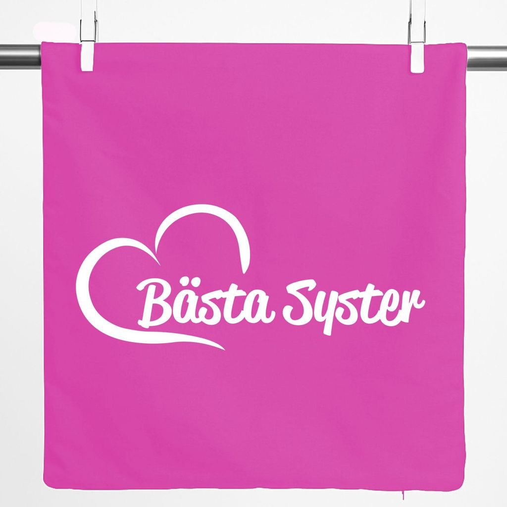 Huuraa Kissenbezug Bästa Syster Hjärta 40x40cm Fuchsia Baumwolle Dekokissenbezug Geschenkidee