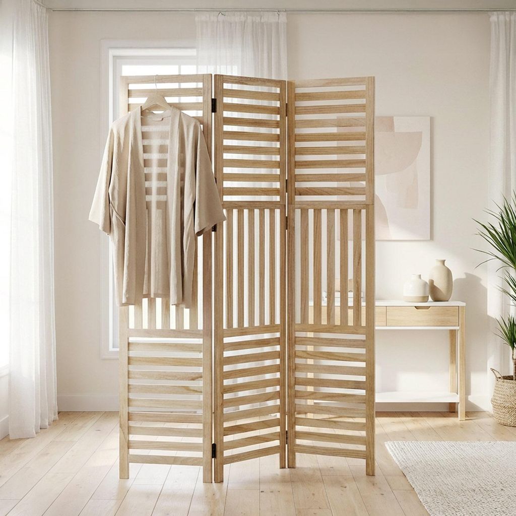 Homestyle4u Paravent Raumteiler 3 teilig Holz Trennwand spanische Wand Sichtschutz 2903