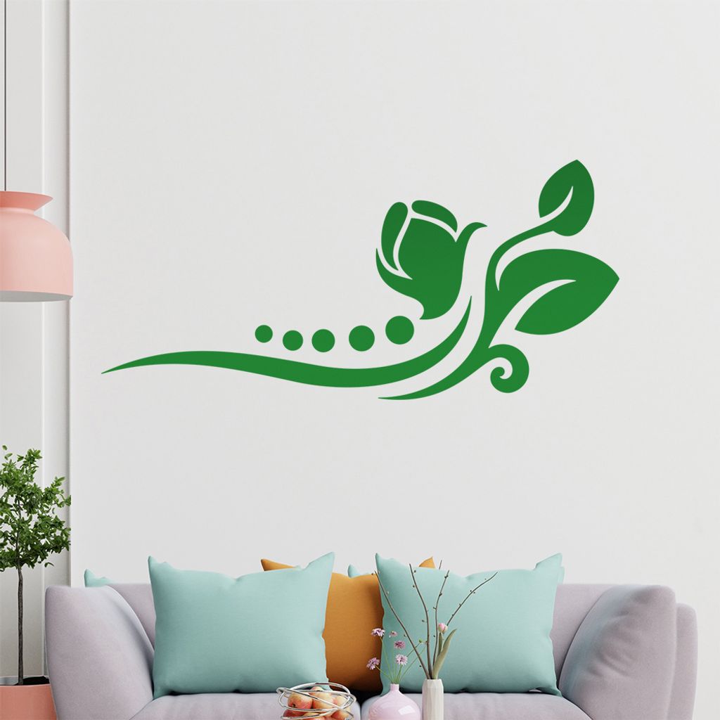 Blume - Linien Punkte Wandtattoo in 6 Größen - Wandaufkleber Wall Sticker - Dekoration, Küche, Wohnzimmer, Schlafzimmer, Badezimmer