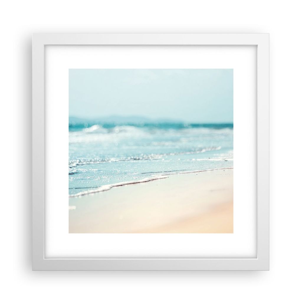 Gerahmtes Poster - Weißer Rahmen - Kante Welle Wasser - 30x30 cm - Wand Bild - Wanddeko - Wandbilder - Kunstposter - Wandposter - Bilderrahmen - B...