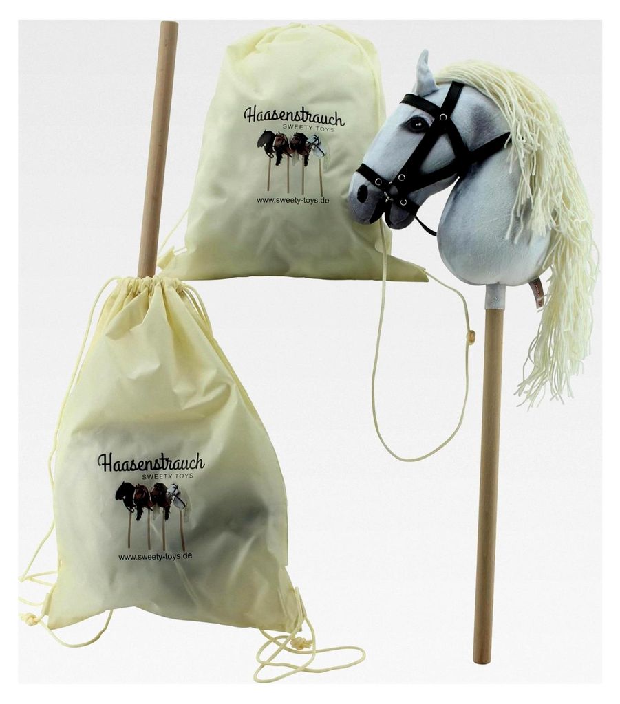 Hobbyhorse Steckenpferd in Weiß mit Transportbeutel
