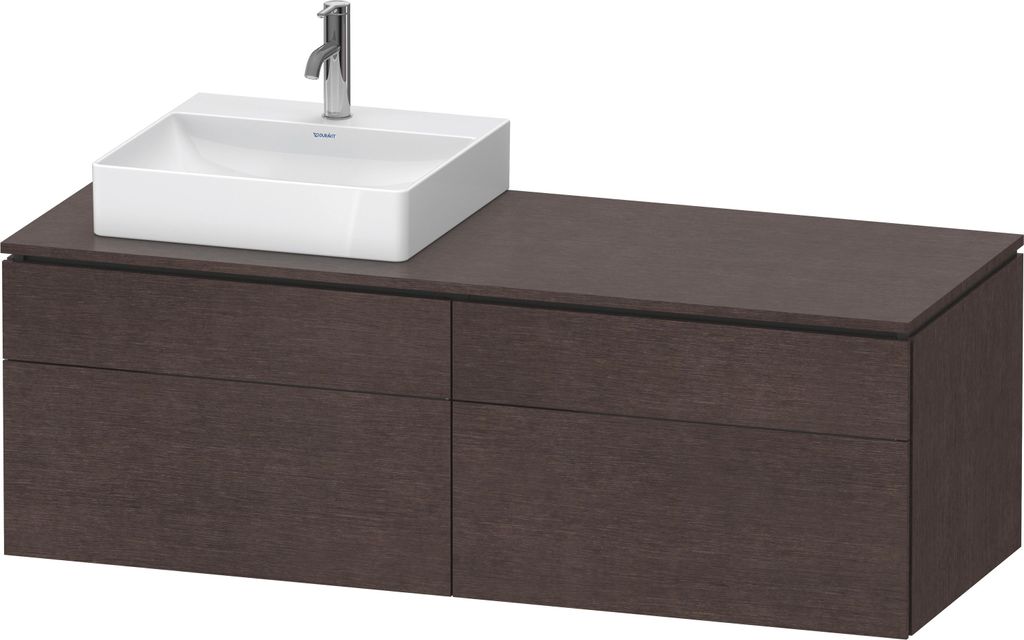 Duravit L-Cube Konsolenwaschtischunterbau wandhängend, inklusive Konsolenplatte, 4 Auszüge, Becken links, 1420x482x550mm, LC4870L72720000