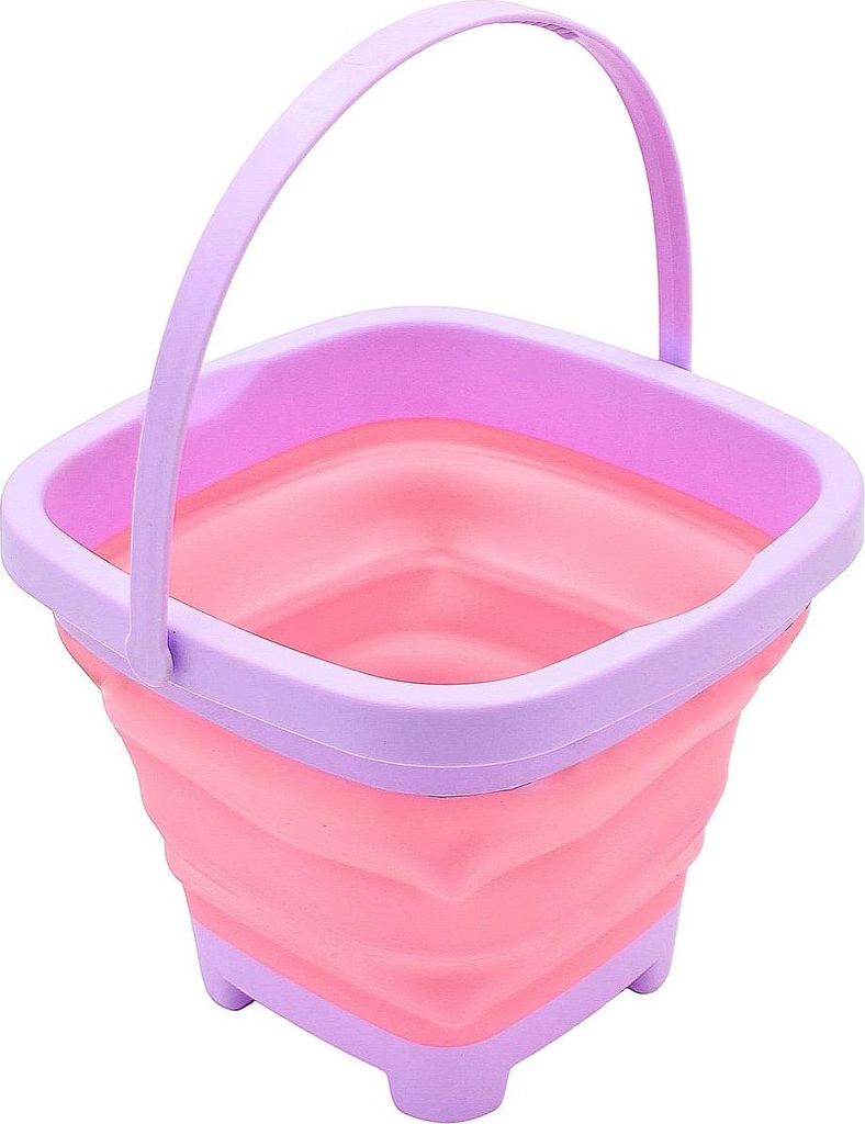 ProBeach Faltbarer Sandeimer, quadratisch, Rosa – platzsparendes Klapp-Eimerchen für Kinder, , robustes Kunststoff, ideal für Strand, Sandkaste...