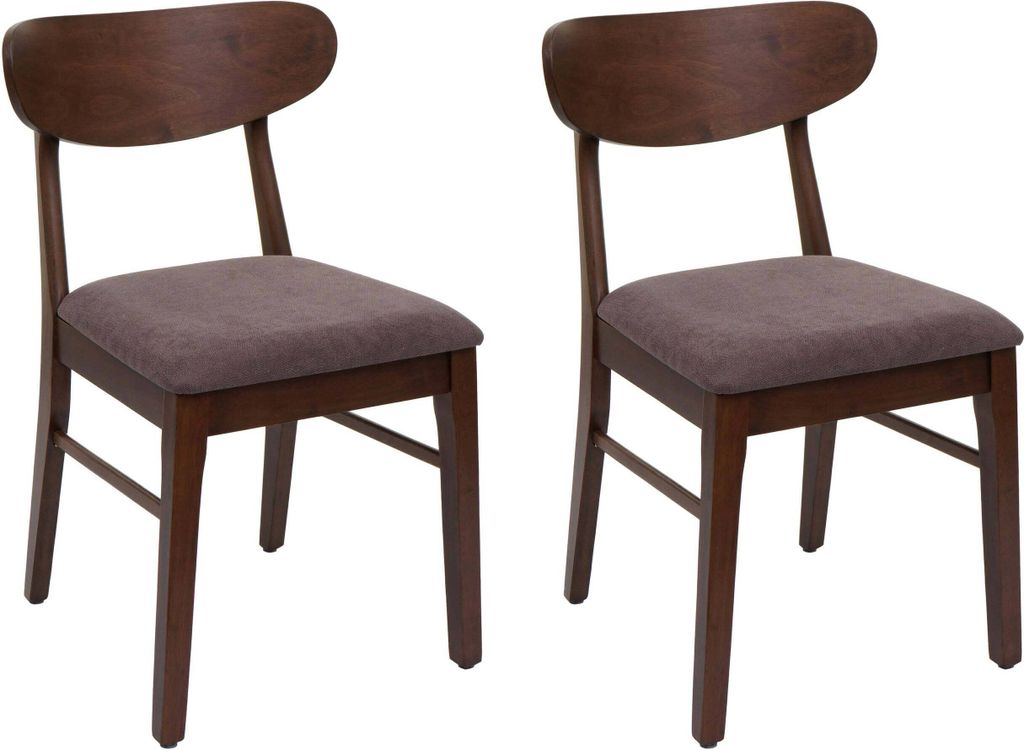 2er-Set Esszimmerstuhl HWC-M59, Küchenstuhl Stuhl, Stoff/Textil Massiv-Holz dunkles Gestell, taupe