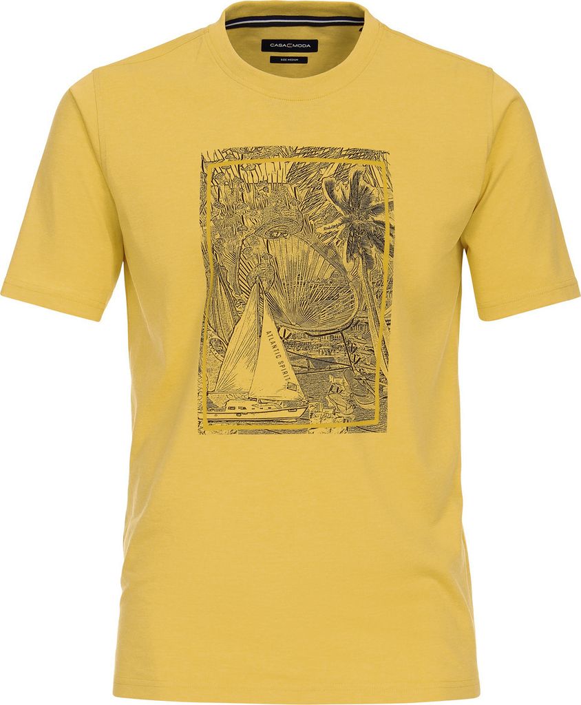 CasaModa XXL T-Shirt senfgelb Sommer-Frontprint