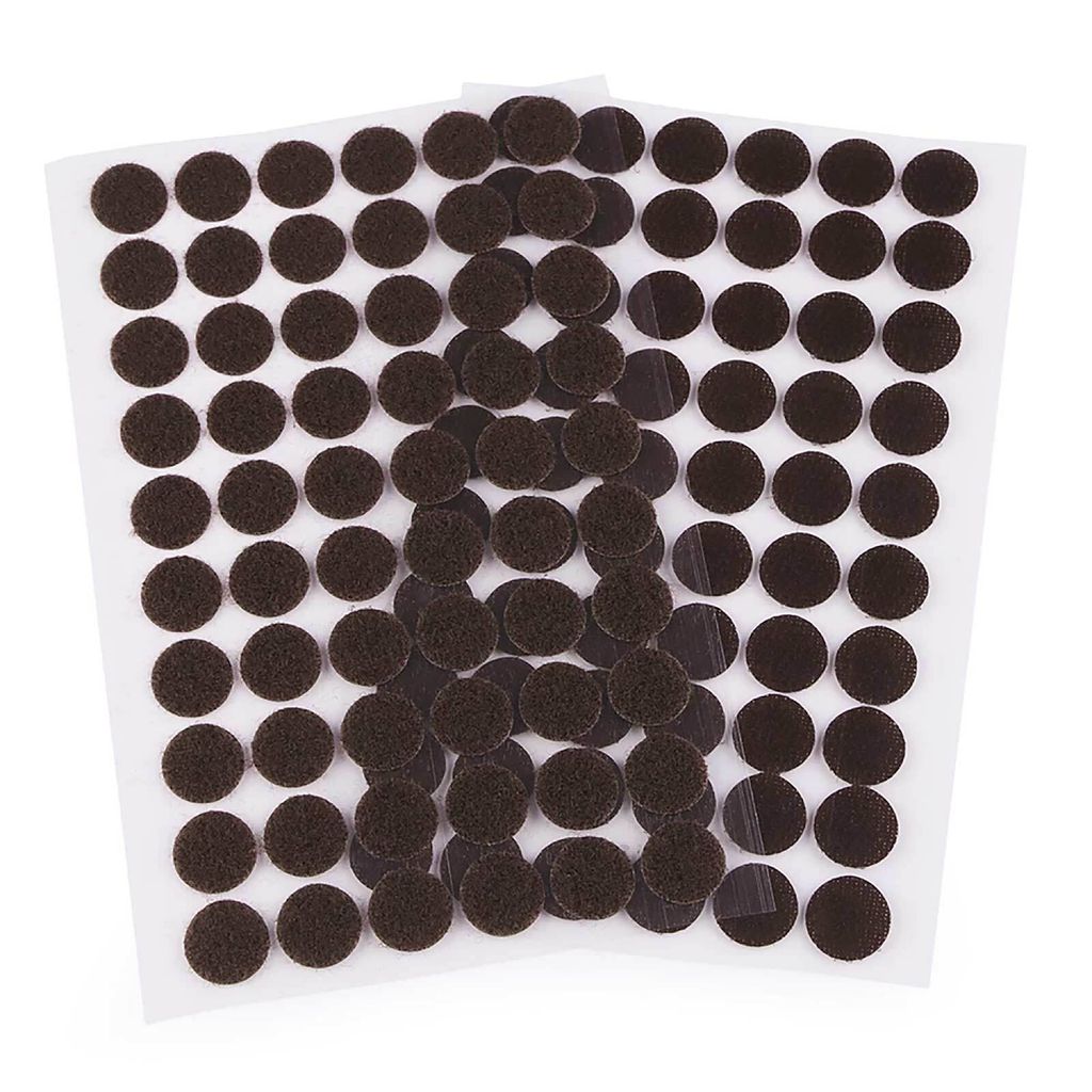 Klettband-Punkte, Klebepunkte, 15mm dunkelbraun
