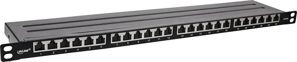 Patch Panel InLine Cat.6A 24 Porte 19" 0,5HE Nero - Garanzia 76824M