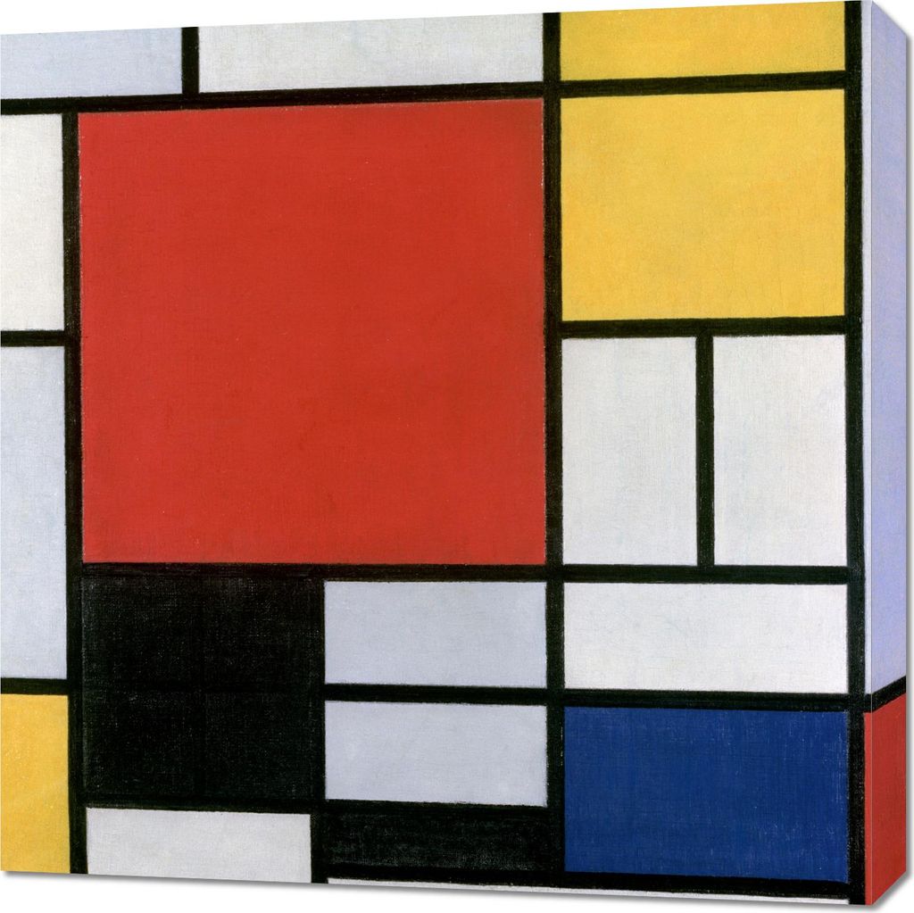 Quadro 70x70 cm  Rosso, giallo, blu e nero, Piet Mondrian Immagine del prodotto 