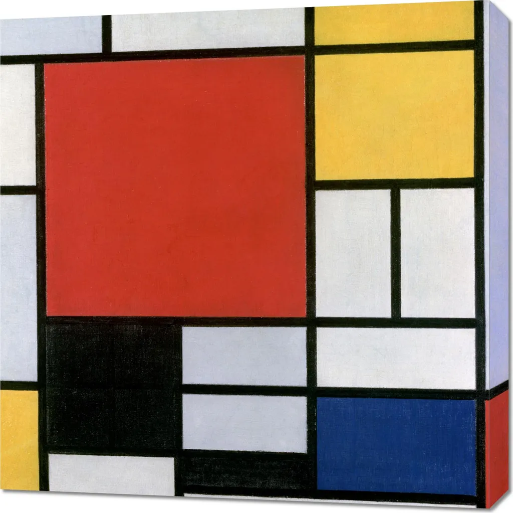 Tableau Mondrian 70x70 cm pour Dynamiser un Mur Vide et Sans Relief