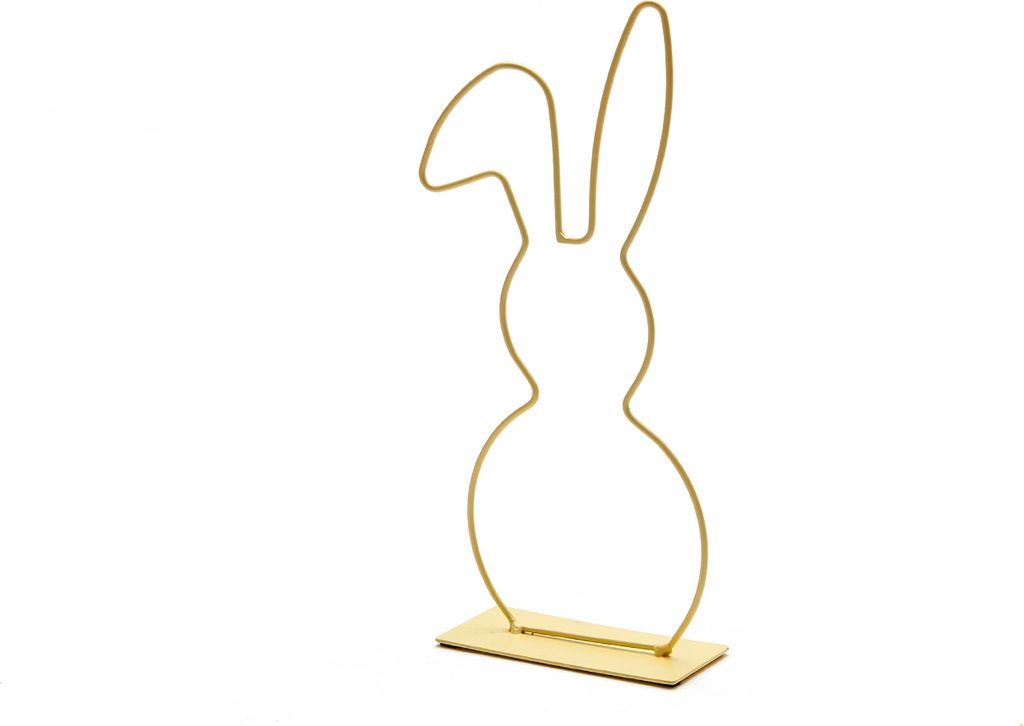 Metallring Hase mit Fuß, in vielen Farben und in vielen Größen wählbar | Dekoring, Farbe:Gelb, Größe:Knickohr 29cm