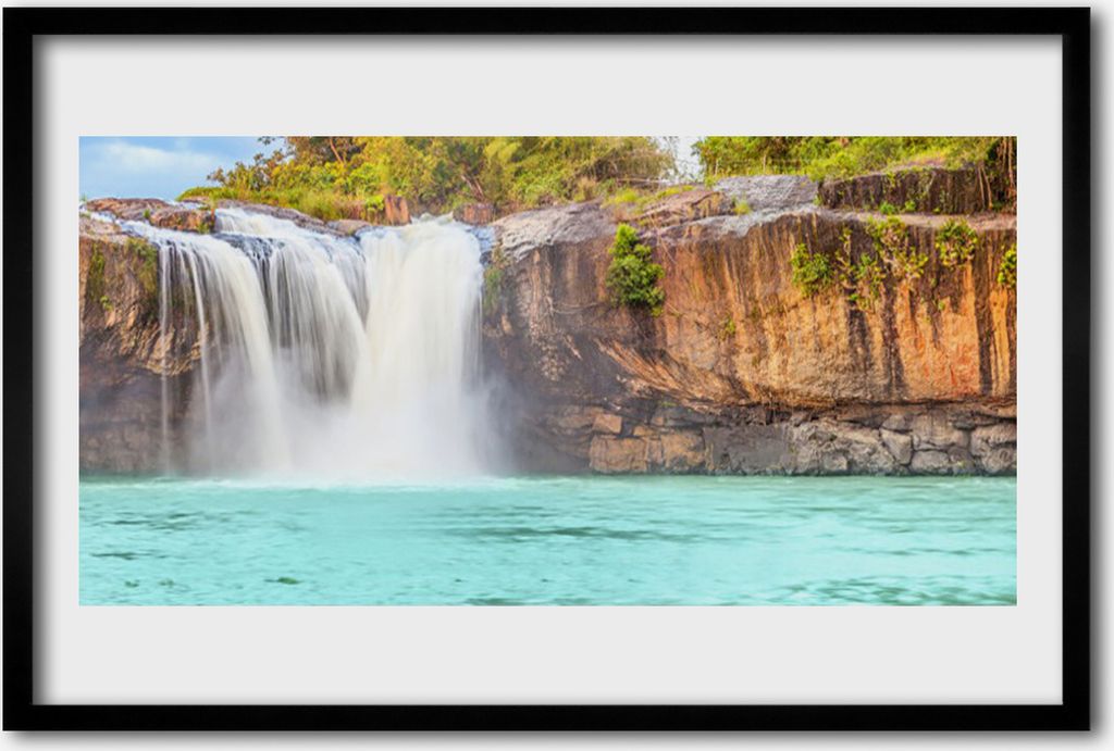 Bild 60x40 MDF-Rahmen Wandkunst Wasserfall See Landschaft