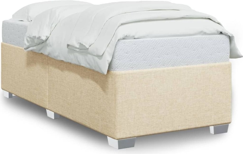 vidaXL Bettgestell ohne Matratze Creme 100x200 cm Stoff