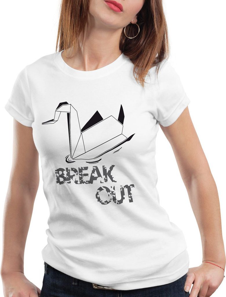 style3 Swan - Break Out T-Shirt Damen, Farbe:Weiß, Größe:L