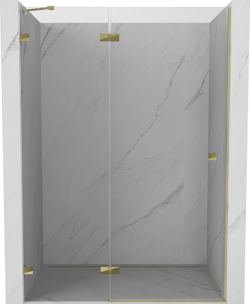 Mexen Lunar Duschdrehtür links 140 cm, transparent, gold - 834-140-000-50-00-L