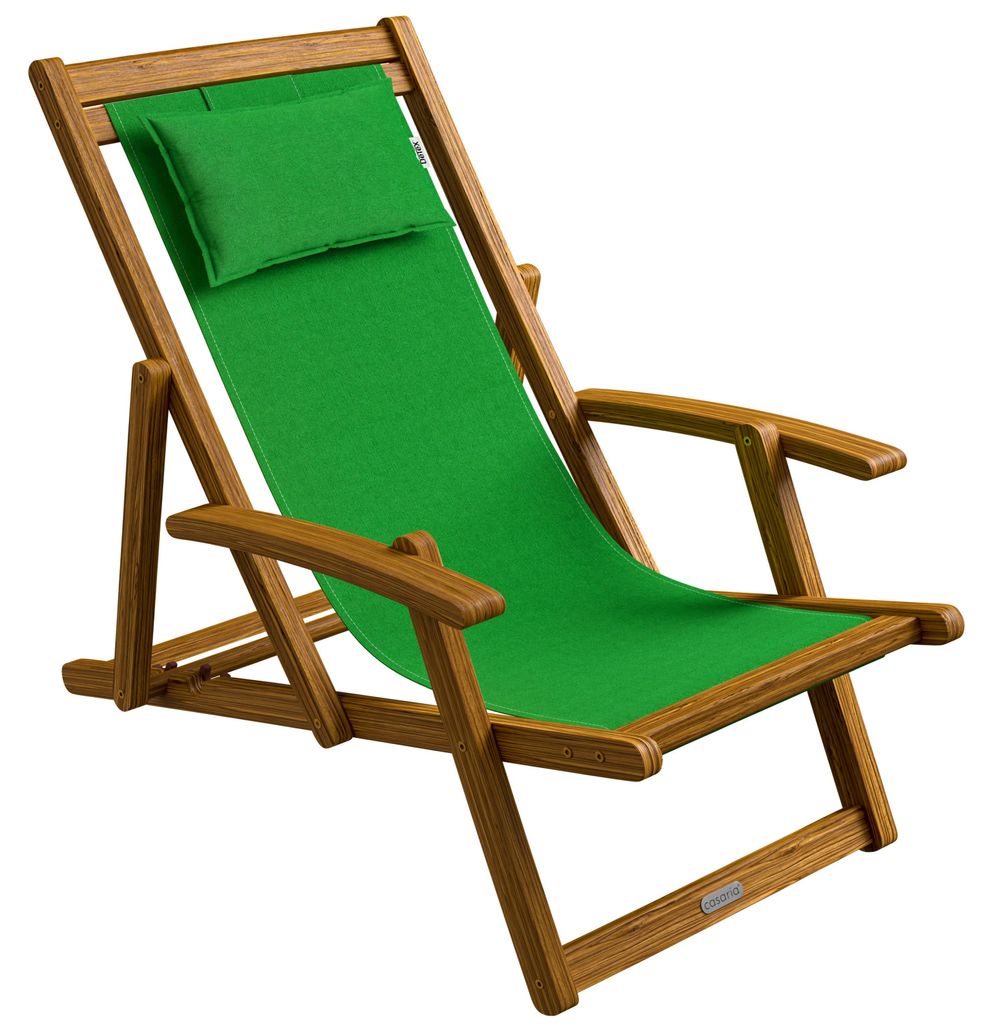 CASARIA Sonnenliege Holz Wetterfest Klappbar 3-fach Verstellbar bis 160kg Gartenliege Outdoor mit Nackenkissen & Armlehnen Liegestuhl für Garten...