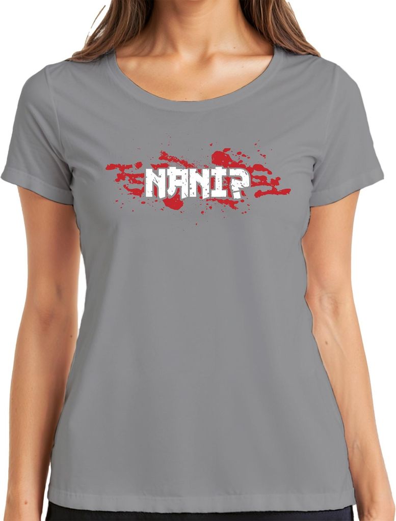 NANI? Anime Manga Ästhetik Otaku Japan Meme Gaming Japanisch Damen T-Shirt, Grau, XL