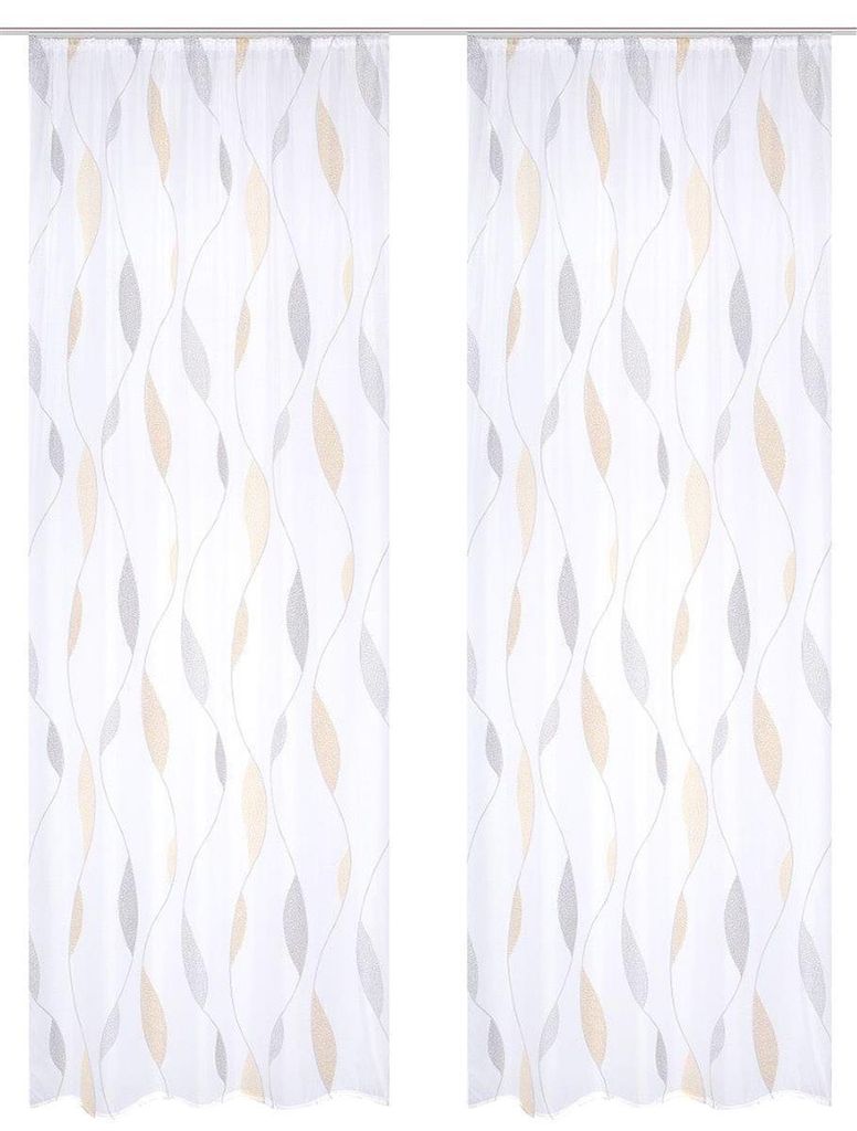 HOME WOHNIDEEN Paolo 2Er Set Kräuselband 175 x 140 cm 2x Fertigschal inkl. 1x Bügelband Gelb