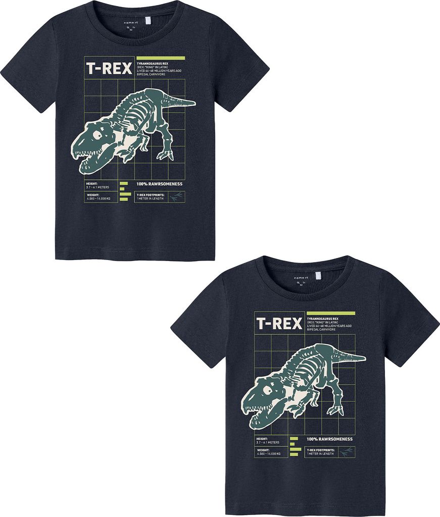 NAME IT T-Shirt 2er-Set Rundhals Kurzarm bequemes Baumwolle Größe: 98