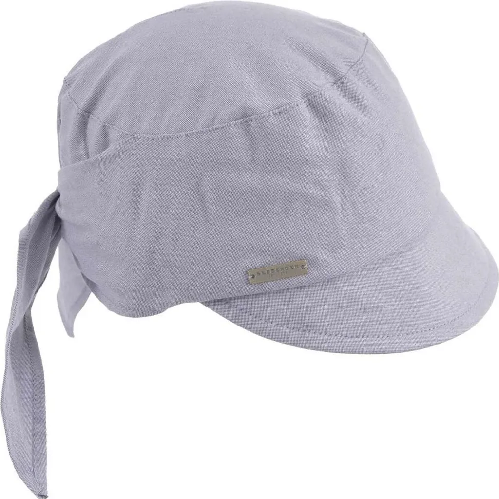 Seeberger Casquette Visière en Chambray à Nouer - Style Denim Bleu Clair