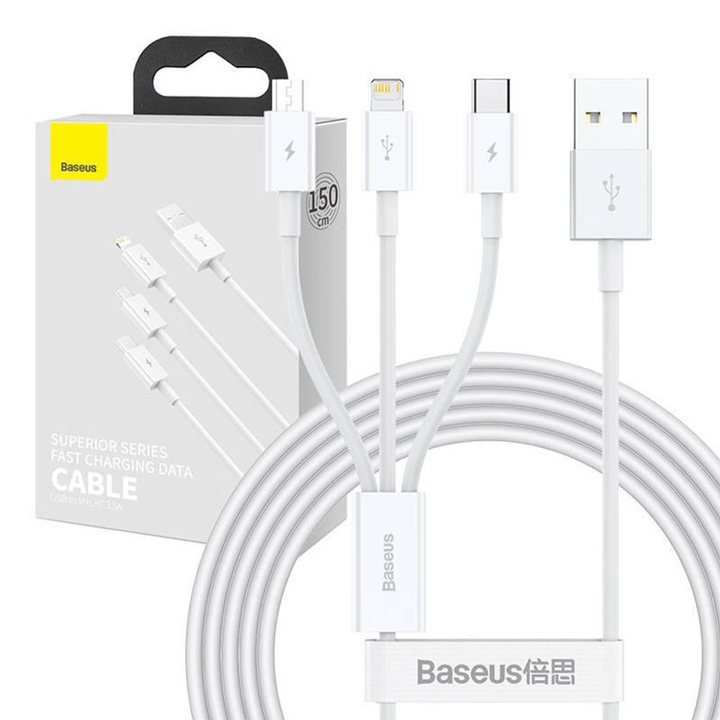 Baseus Superior, 1,5 m, USB A, USB C/Micro USB A/Lightning, Produktbild 
