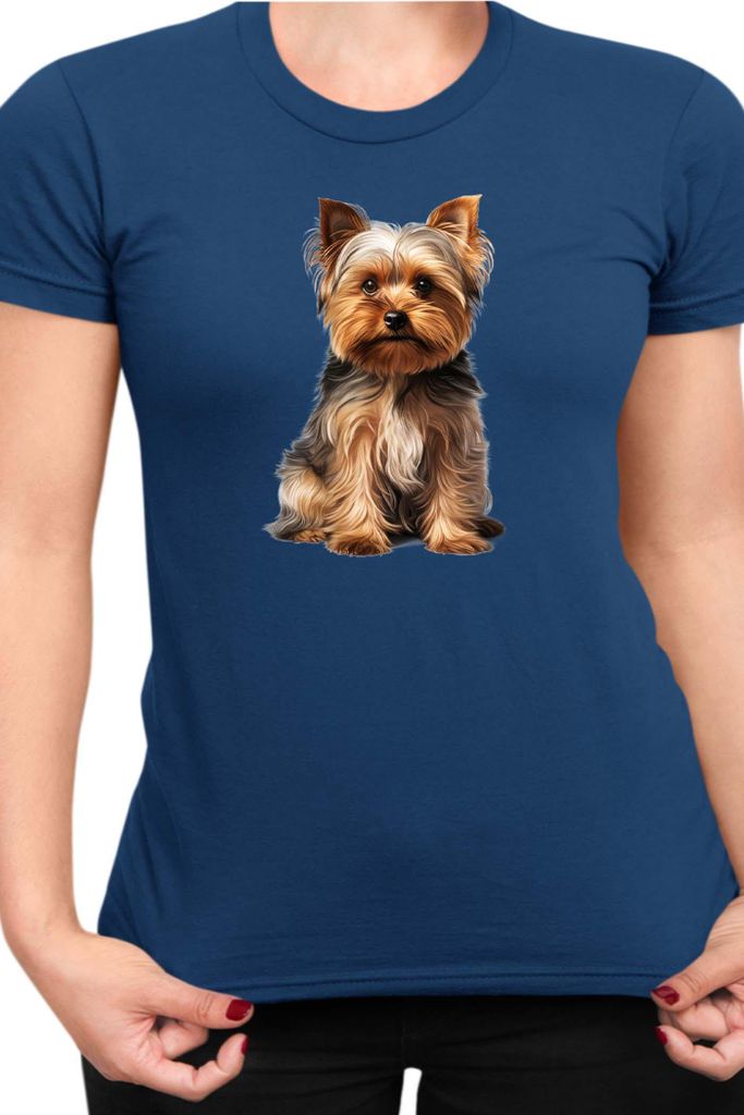 Damen T-Shirt Dogs Breeds Yorkshire Terrier Dog Breed 006, Lady XS / Dunkelblau