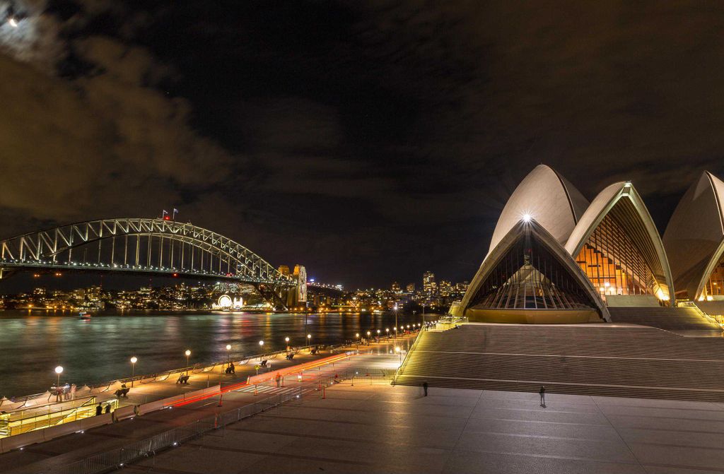 hansepuzzle 12511 - Sydney bei Nacht Puzzle, 500 Teile, Reisen, 46,0 x 30,0cm mit hochwertiger Aufbewahrung, Kartonbox & Beutel