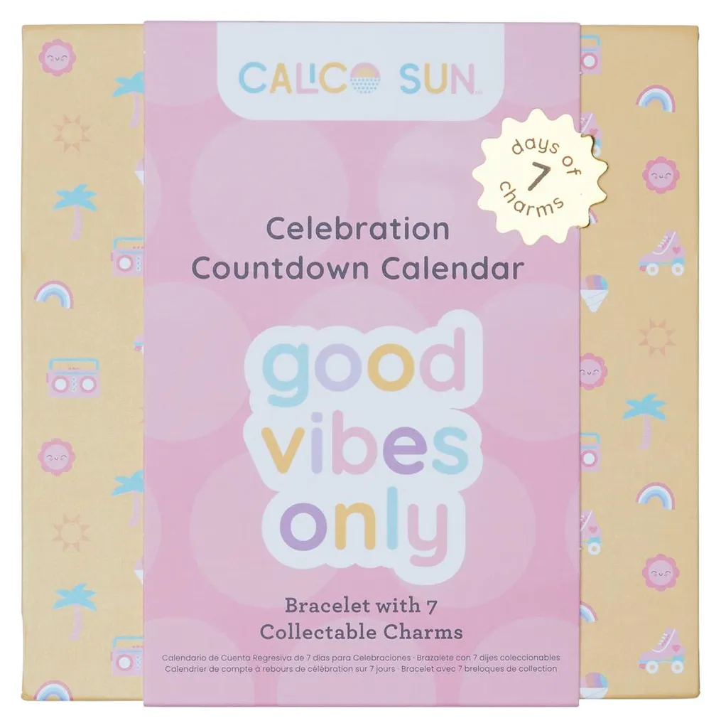 Calendrier à rebours Good Vibes Only - Design Coloré Calico Sun