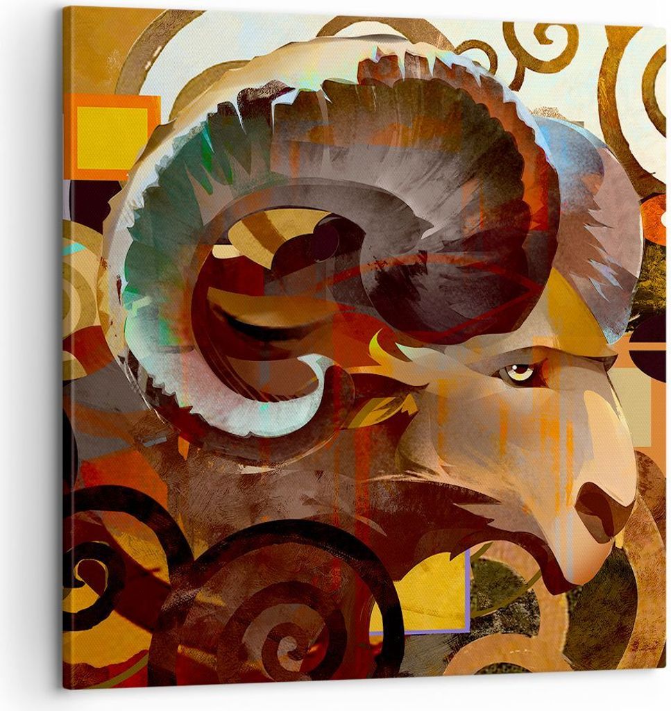 Bild auf Leinwand - Leinwandbild - Tier Abstraktion - 60x60cm - Wand Bild - Wanddeko - Wandbilder - Leinwanddruck - Bilder - Kunstdruck - Wanddekor...