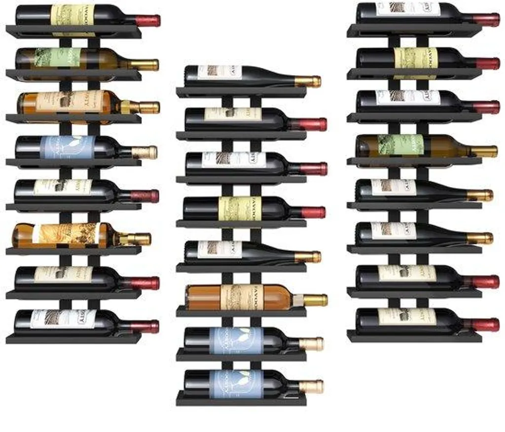 Meuble de rangement pour bouteilles de vin en métal noir - 3 blocs