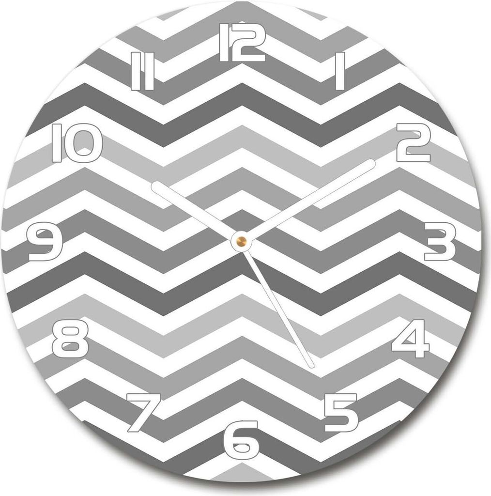 Wanduhr aus Glas 30fi Glasbild Glasuhr Gehärtetes Glas - weisse-zeiger - Gray zigzags