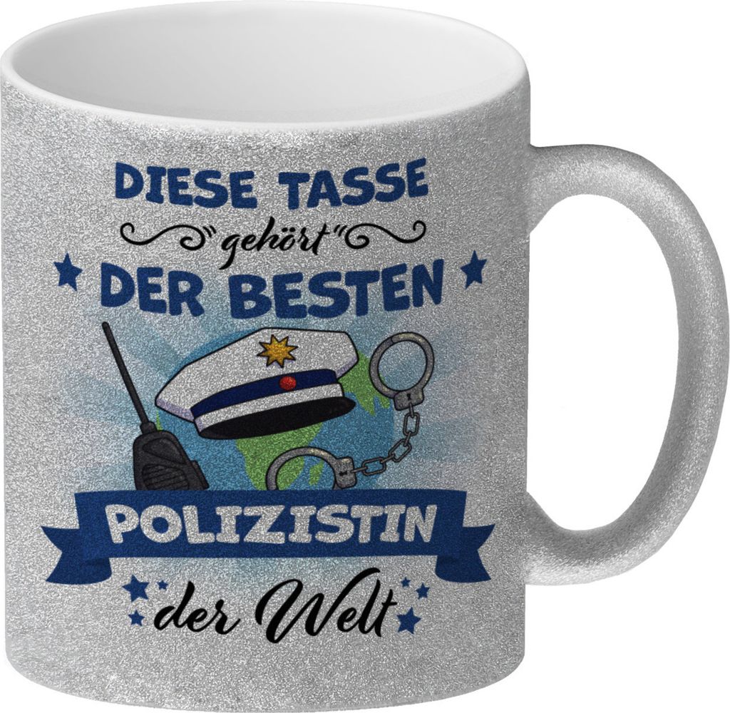Beste Polizistin der Welt Glitzer-Kaffeebecher