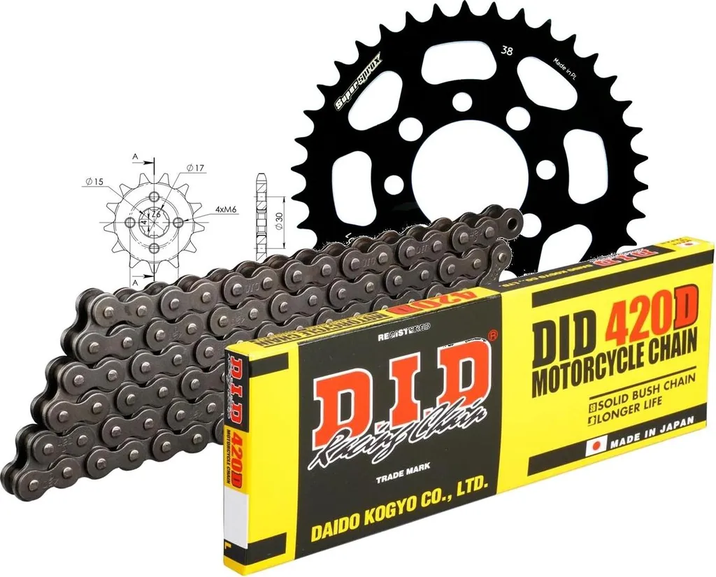 Kit chaîne DID anti-déraillement en acier pour Kawasaki KLX 110