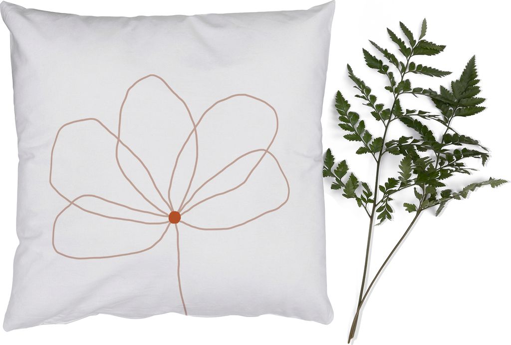 MuchoWow Zierkissen Sofakissen Wohnzimmer Dekokissen 45x45 cm Blume - Strichzeichnung - Natur - Schlafpolster - Polster für das Sofa