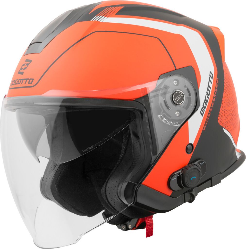 Bogotto H586 BT Illus Bluetooth Jethelm, schwarz matt/orange, XS