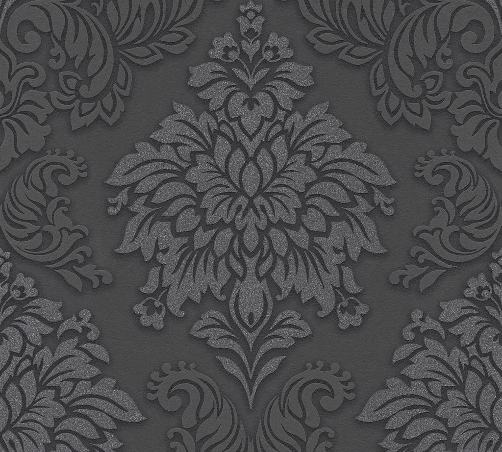 Livingwalls Barocktapete Metropolitan Stories Tapete mit Ornamenten Lizzy London Vliestapete mit Glitzereffekt schwarz silber grau 10,05 m x 0,53 m