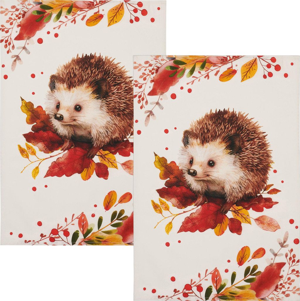 Kracht Geschirrtuch Igel" 2er-Pack braun-rot 50x70 cm"