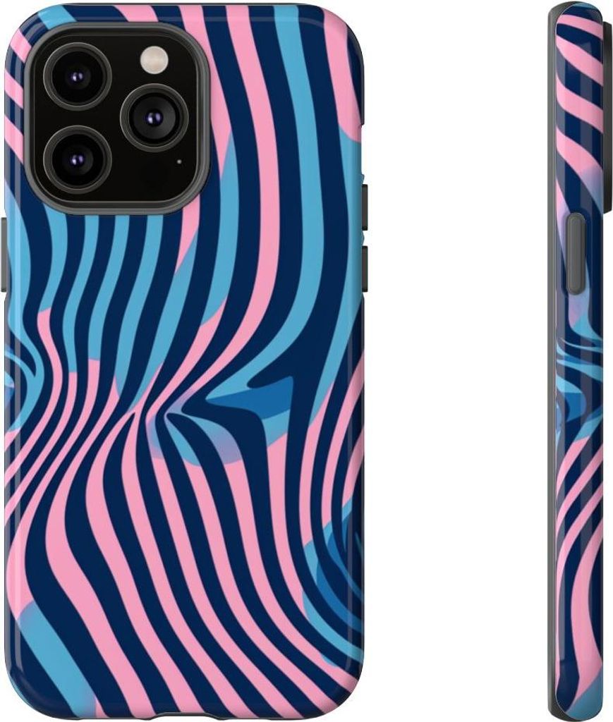 Wellenmuster in Blau und Pink – Hülle Kompatibel mit iPhone 14 Pro Max