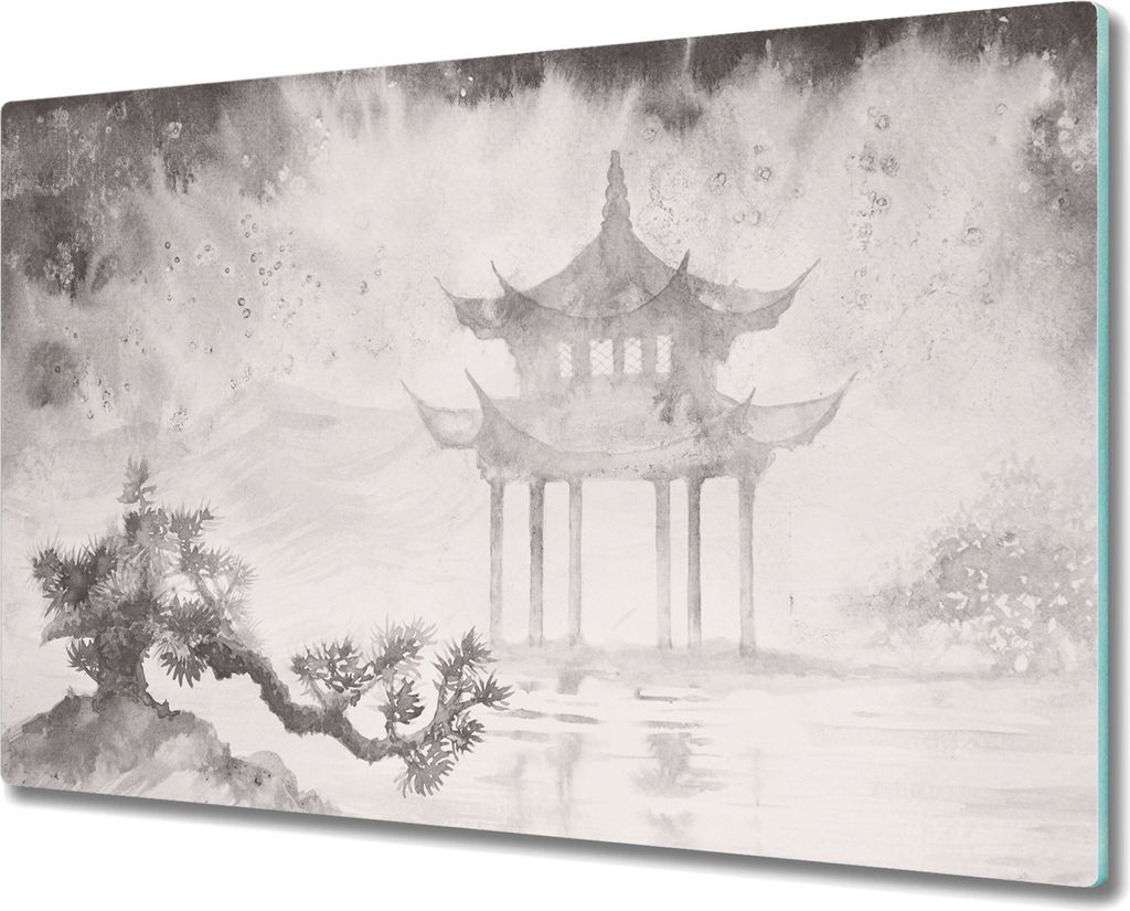 Glas-Herdabdeckplatte Glaskeramikkochfeld-Abdeckung Spritzschutz - 80x52 cm - japanischen Malerei