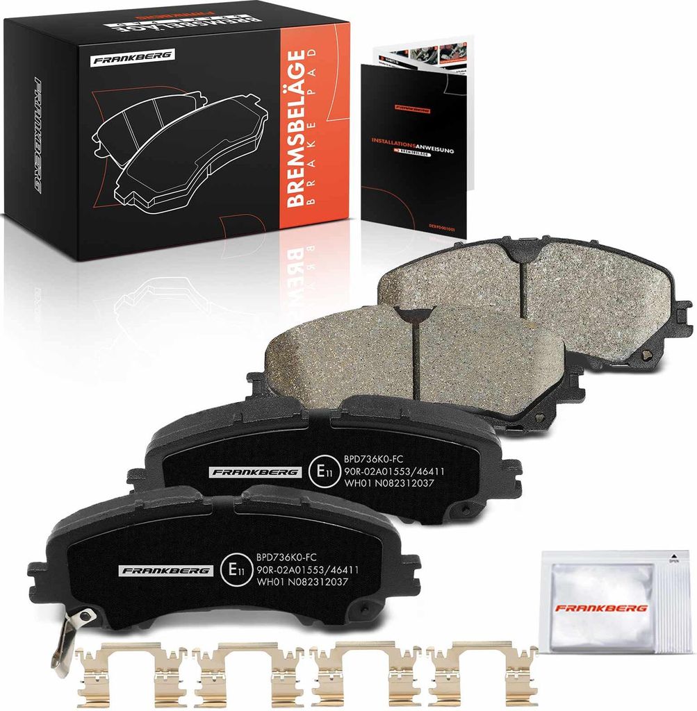 Frankberg 4x Bremsbeläge Vorderachse für Infiniti Q50 Q60 Coupe QX50 II Nissan Skyline X-Trail Renault Koleos