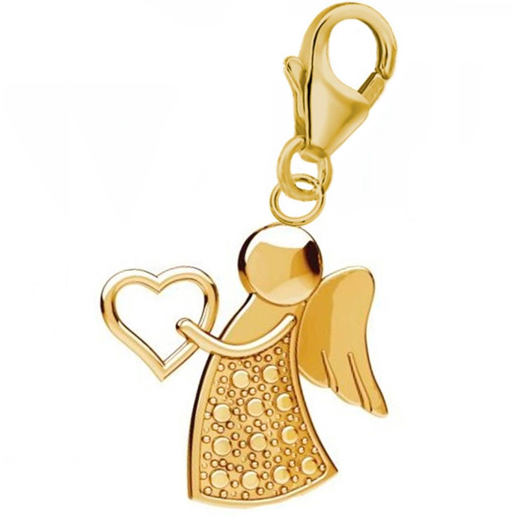 Engel Charm Anhänger mit Herz I Echtschmuck für Armband