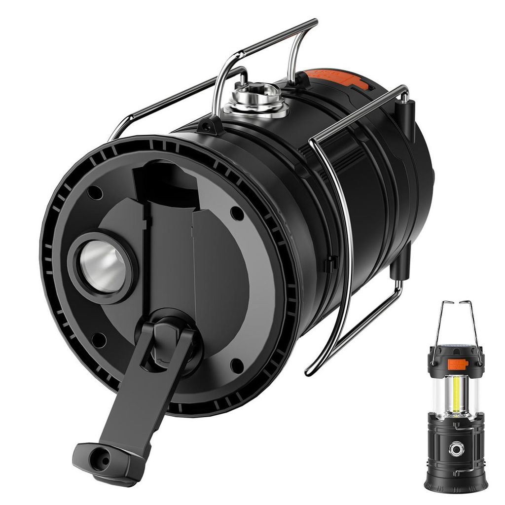 1200mAh Solar-Campinglampe mit Handkurbel, tragbare helle LED-Taschenlampe, COB + 6 SMD-LEDs, USB-Ladefunktion, ideal für Outdoor-Aktivitäten