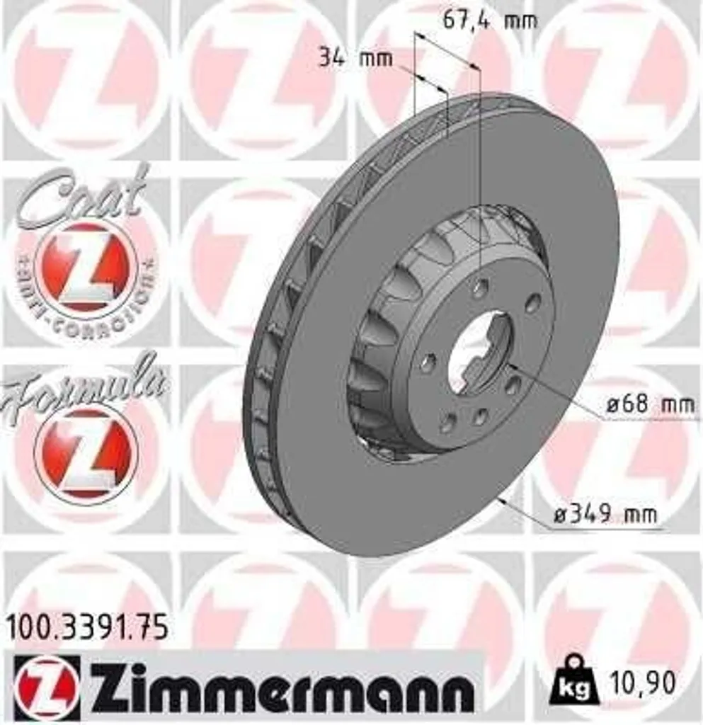 Stopper les vibrations : Disque de frein Zimmermann 100.3391.75 Audi A6