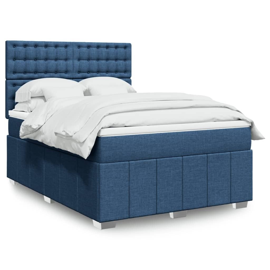 Möbel Boxspringbett mit Matratze Blau 160x200 cm Stoff - Klassische Betten 3294039