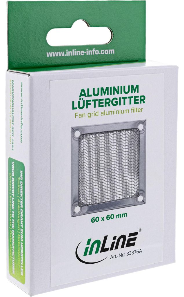 InLine Lüftergitter, Aluminium Filter, 60x60mm, Aluminium, Produktbild 