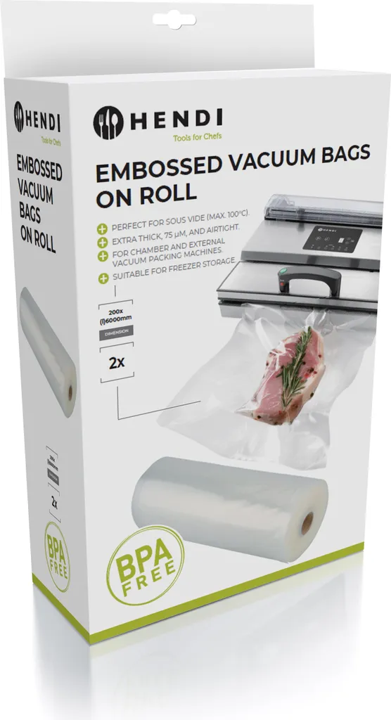 Fornitura 2 Rotoli Sottovuoto Hendi 200mm - Resistenti fino a 100°C