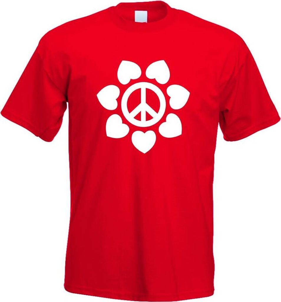 Kiwistar - T-Shirt - rot - Blüte Peace Motiv Bedruckt Funshirt Design Print - mit Motiv Bedruckt - Funshirt Design - Sport - Freizeit - Herren - XL