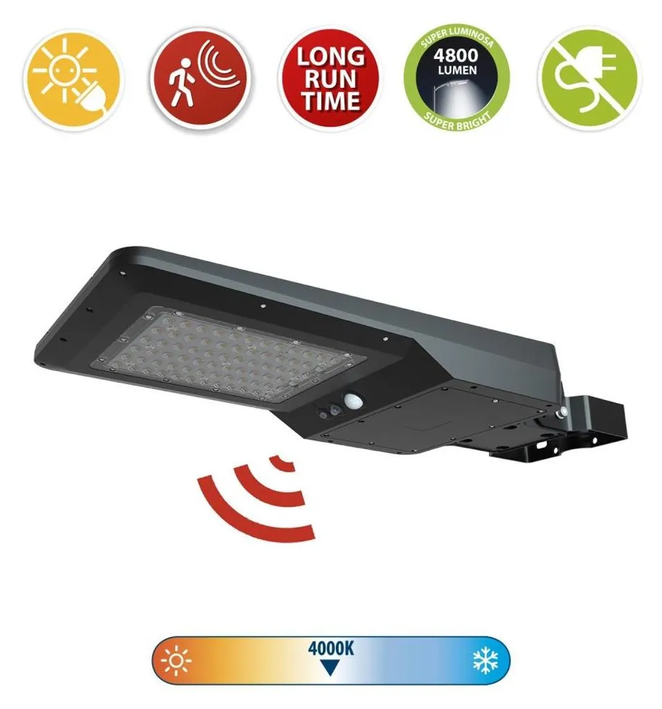 Projecteur LED solaire anti-intrusion Velamp SL375 avec détecteur