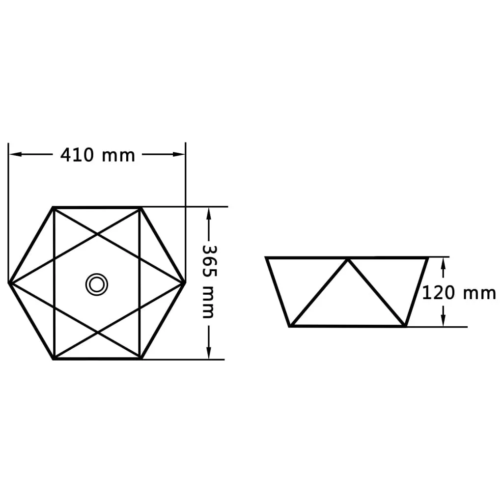 Vasque céramique noire design, solution gain de place, 41cm vidaXL - 5