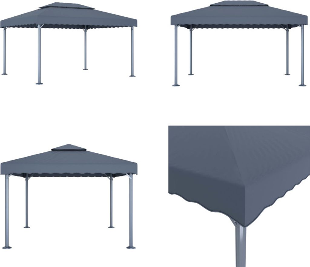vidaXL Pavillon 400 x 300 cm Anthrazit Aluminium - Pavillon - Pavillons - Vordach - Vordächer